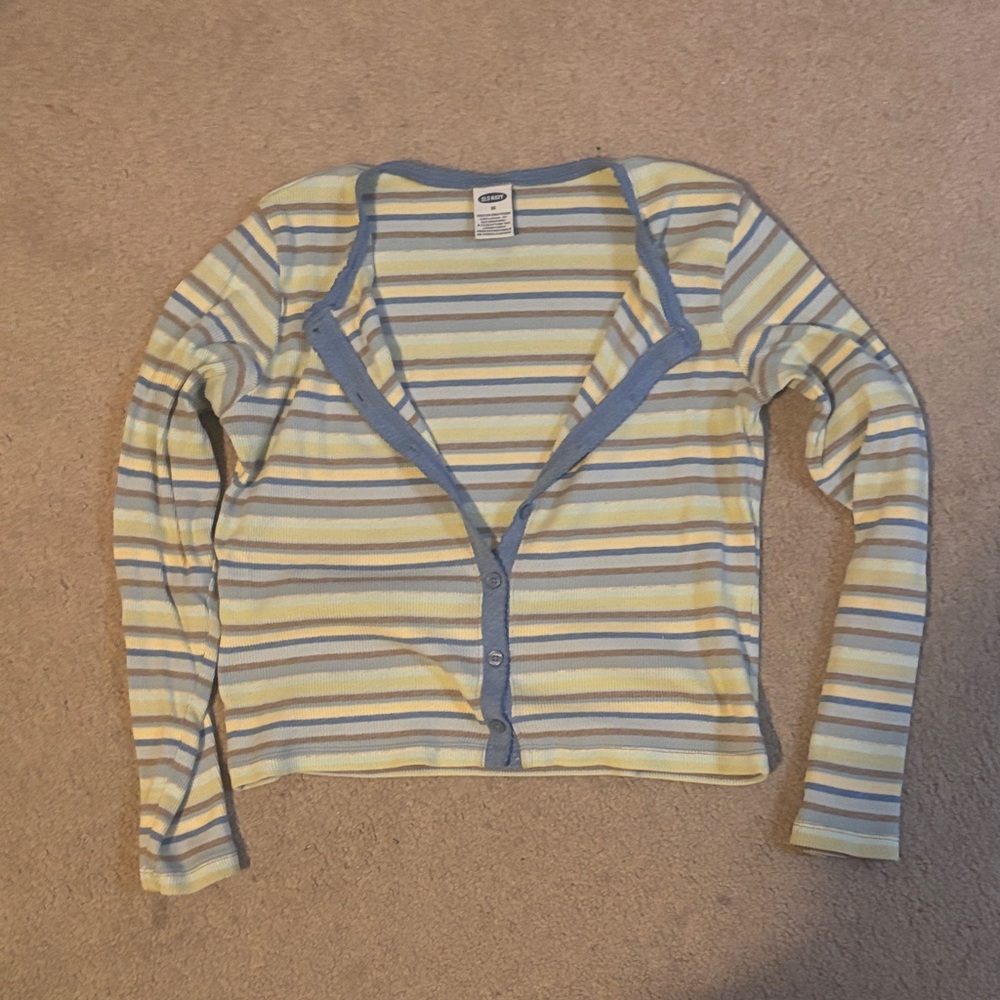 Old Navy Blue and Yellow Striped Cardigan